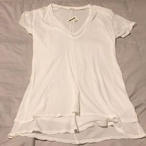 MONROW SS WHITE TISSUE TEE SIZE S